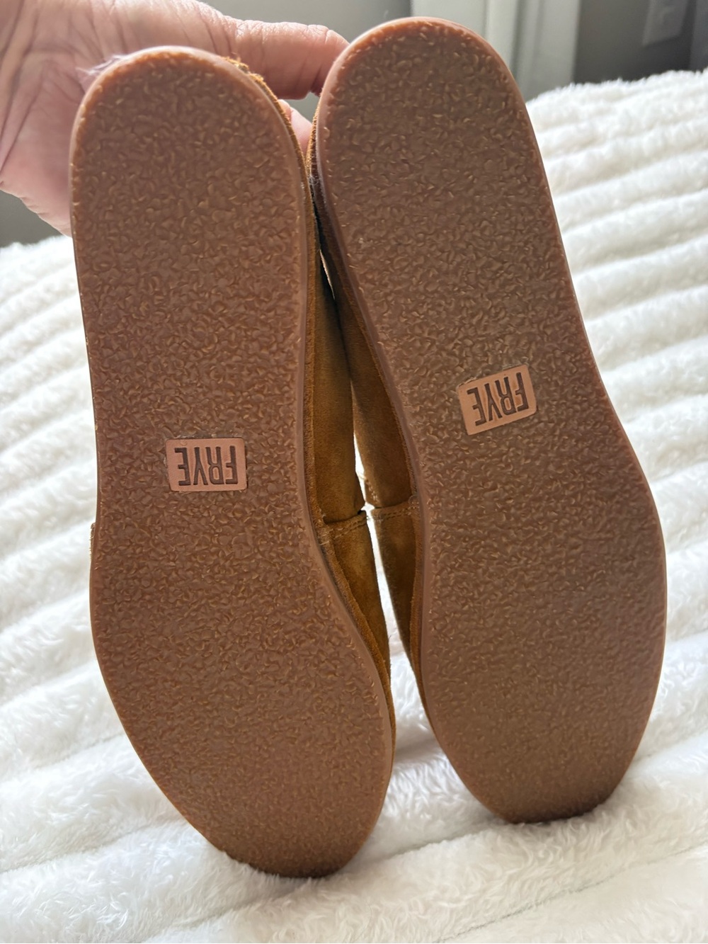 Frye Women’s 8.5B Cognac Suede Slip On Flats Leather Loafers Casual Shoes - Picture 8 of 9